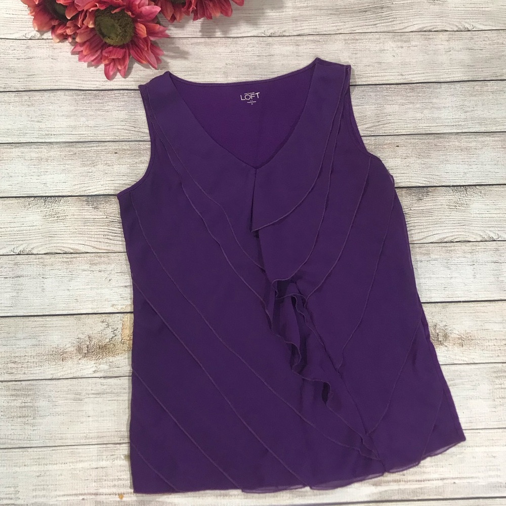 Loft | career ruffled tank size medium